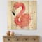 Designart - Portrait of Pink Flamingo I - Farmhouse Print on Natural Pine Wood